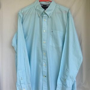 Mens large Tommy Hilfiger blue/white Button down